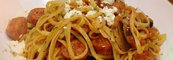 SPAGHETTI WITH “XORIATIKA” SAUSAGES TZOUMAGIAS
